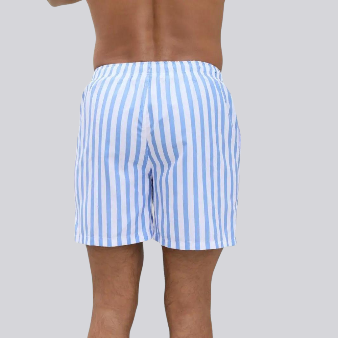 Men's Jean-Paul Vertical Stripe Mid-Thigh Relaxed Swimwear Shorts - Shorts for Men