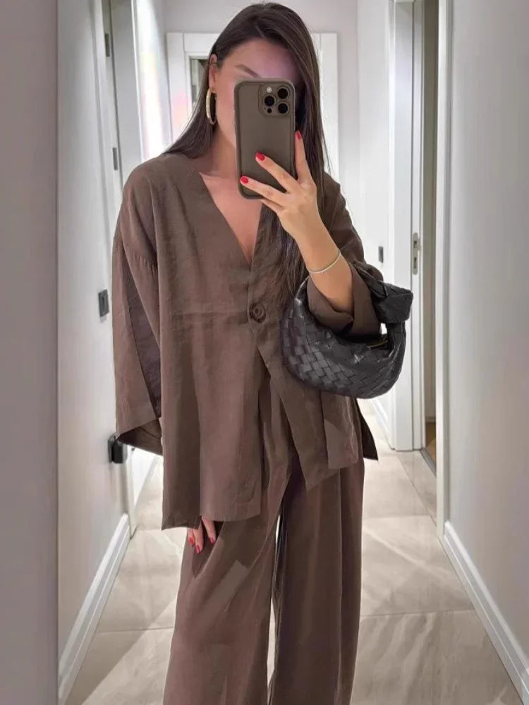 Emma Cotton Linen Two-Piece Set - side view