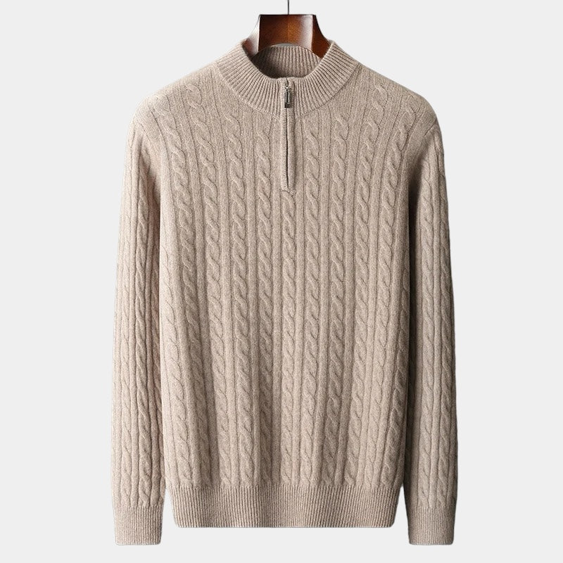 Leon | Eleganter Merino Wollpullover für Herren Quarter Zip 0