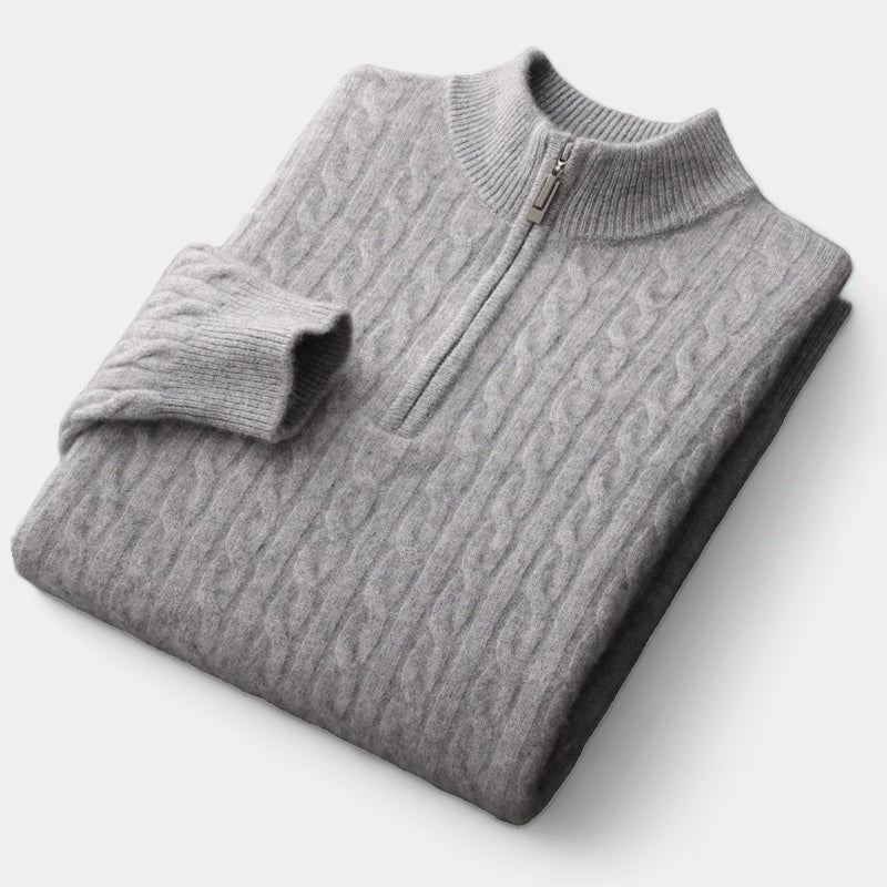 Leon | Eleganter Merino Wollpullover für Herren Quarter Zip 3