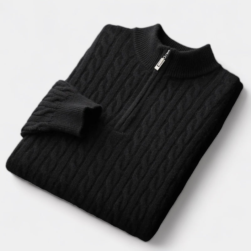 Leon | Eleganter Merino Wollpullover für Herren Quarter Zip 4