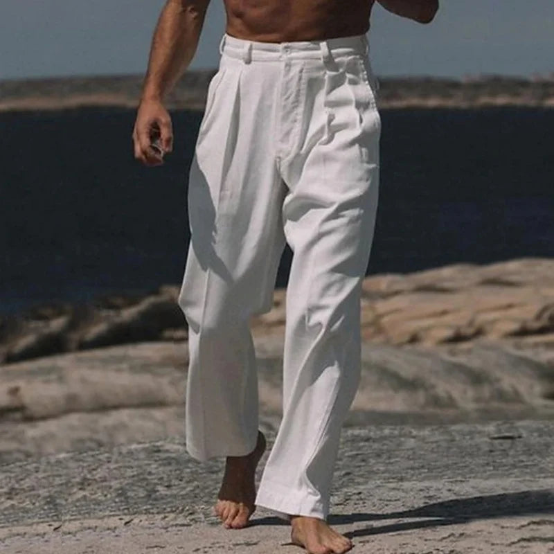Lukas Casual Linen Trousers - front view