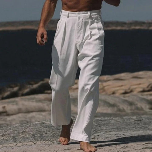 Lukas Casual Linen Trousers - front view