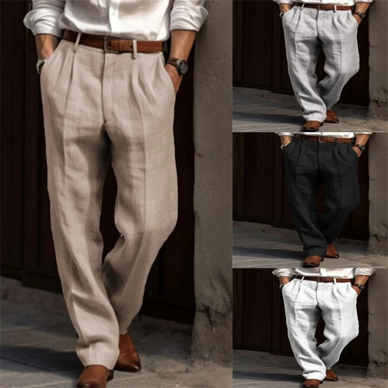 Lukas Casual Linen Trousers - side view