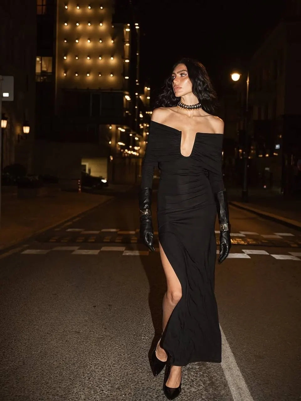 Emma Off-Shoulder Maxi Dress - side view