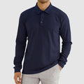 Men's Men’s Knit Long-Sleeve Polo Shirt with Vertical Ribbed Texture - Shirt for Men