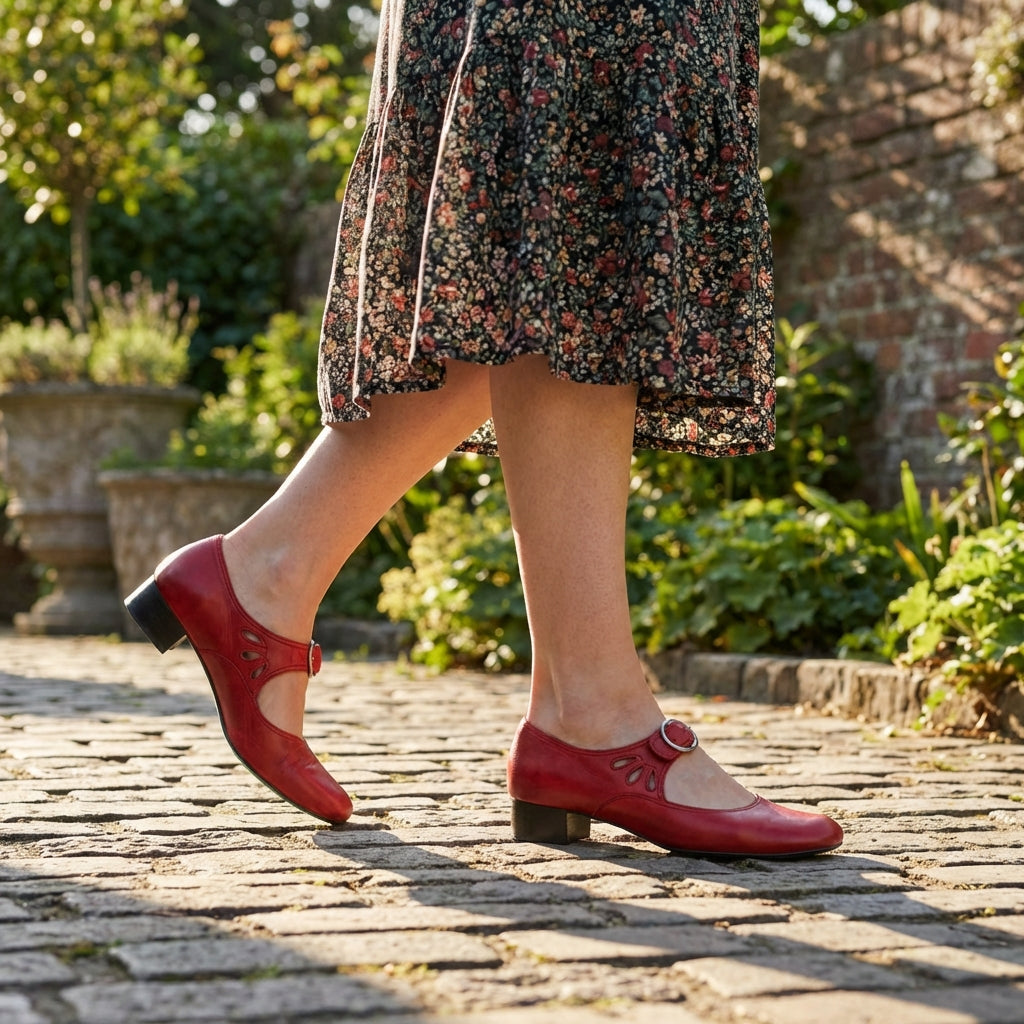 Women's Mary Jane Heeled Shoes with Adjustable Instep Strap - Sneaker for Women