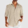 Men's Relaxed Button-Down Shirt with Embroidered Panel - Shirt for Men